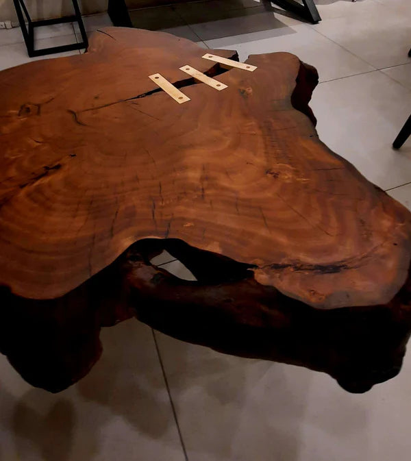 Set of Two Live Edge Wood Center Tables Rustic Style | Craft Edges