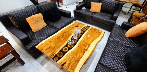 Live Edge Wood Epoxy Center Table Rustic Modern | Craft Edges