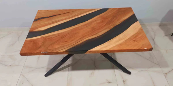 Rectangular Epoxy River Center Table Black Wood | Craft Edges