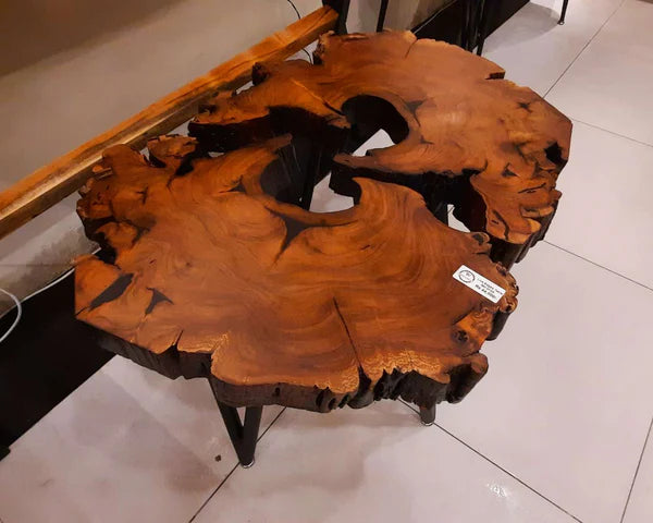 Natural Wood Slab Side Table Set Organic Accent | Craft Edges