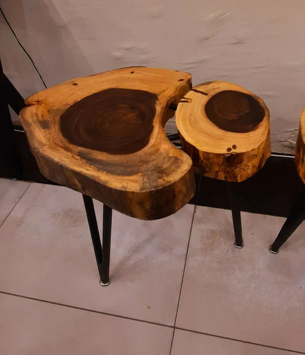 Twin Grain Slice Side Tables Natural Wood Accent | Craft Edges