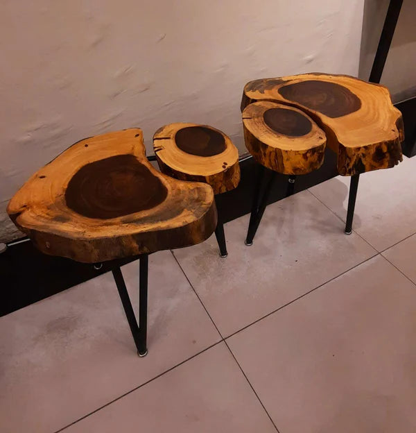 Twin Grain Slice Side Tables Natural Wood Accent | Craft Edges