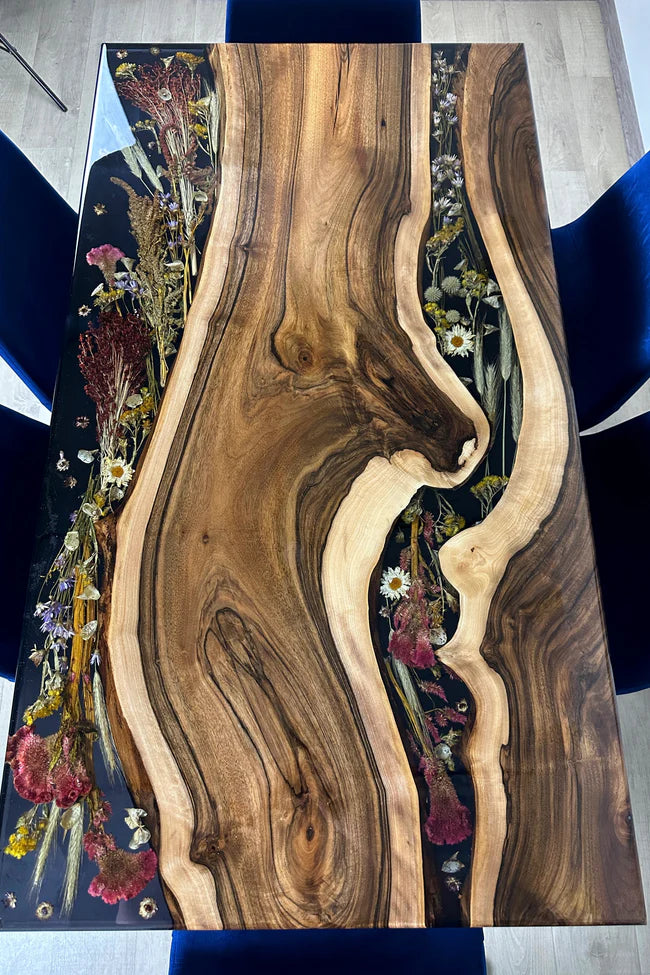 4 Seater Walnut epoxy dining table