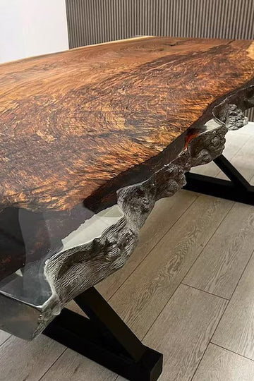 Black Walnut Live Edge Epoxy River Dining Table