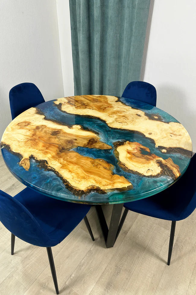Round Maple River Table for Dining Room 4 Seater