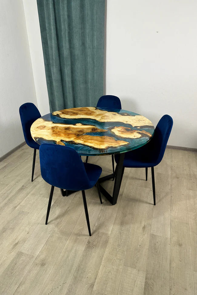 Round Maple River Table for Dining Room 4 Seater