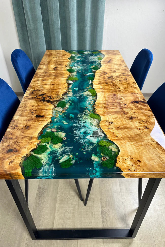 Ocean Art Resin River Dining Table for 4