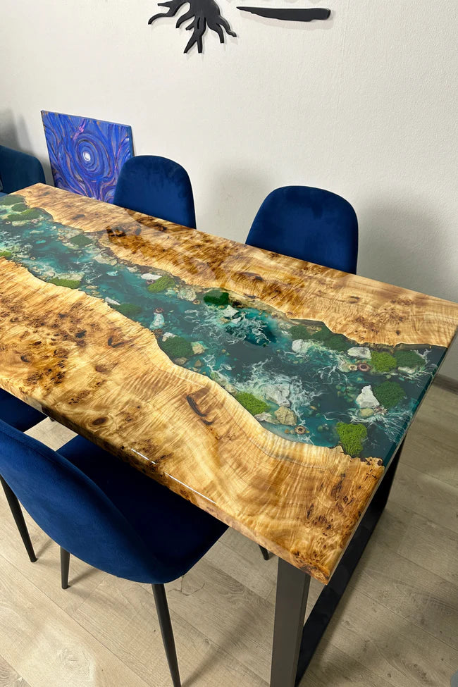 Ocean Art Resin River Dining Table for 4