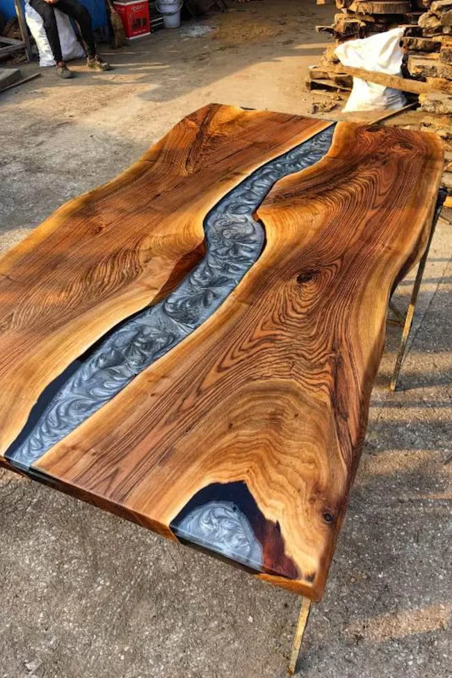 Black Walnut Pearl Gray Epoxy River Conference Table