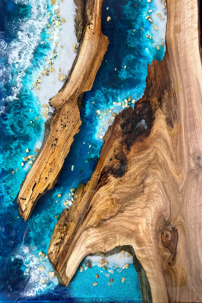 Live Edge Ocean Beach Epoxy Resin Table 4 Seater