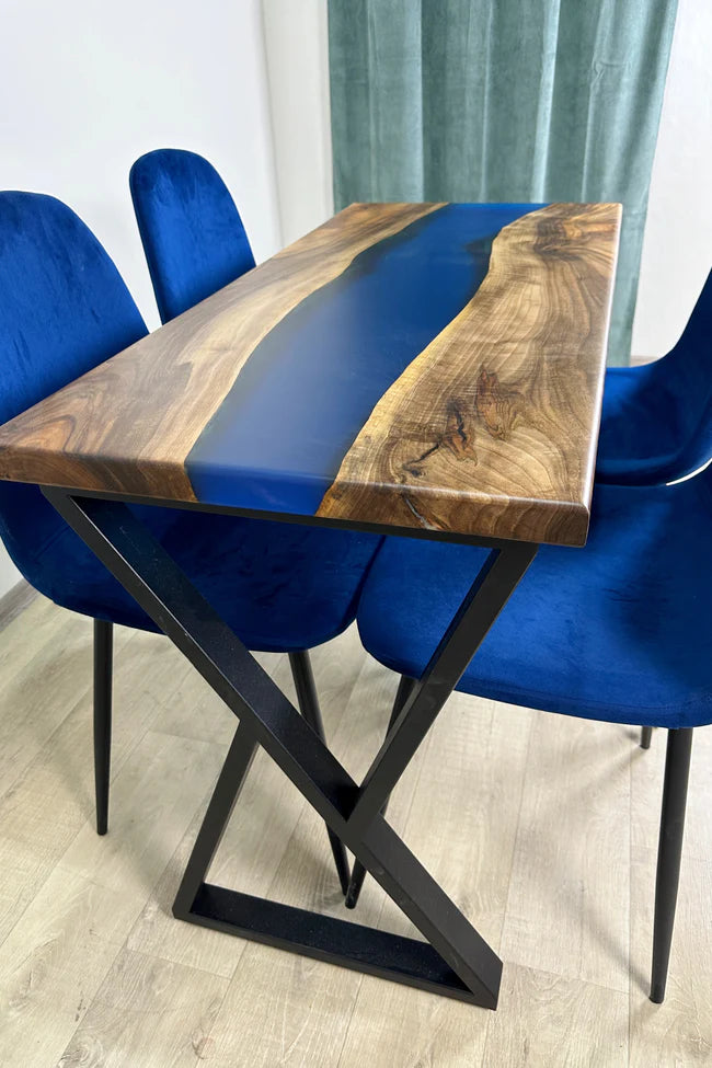 4 Seater Walnut Blue River Table