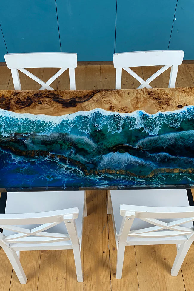 Poplar Resin Ocean Dining Table for 4