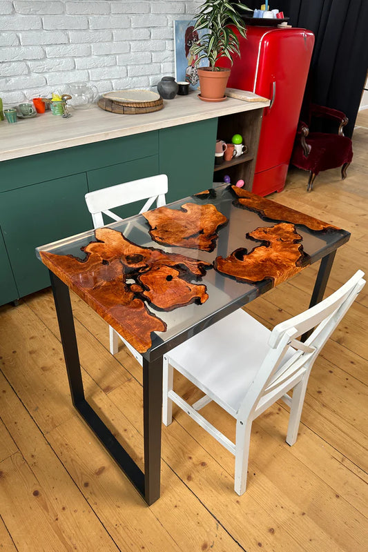 Two Seater Epoxy Wood Dining Table