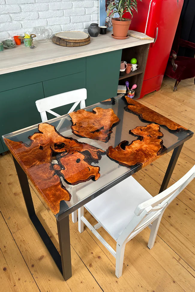 Two Seater Epoxy Wood Dining Table