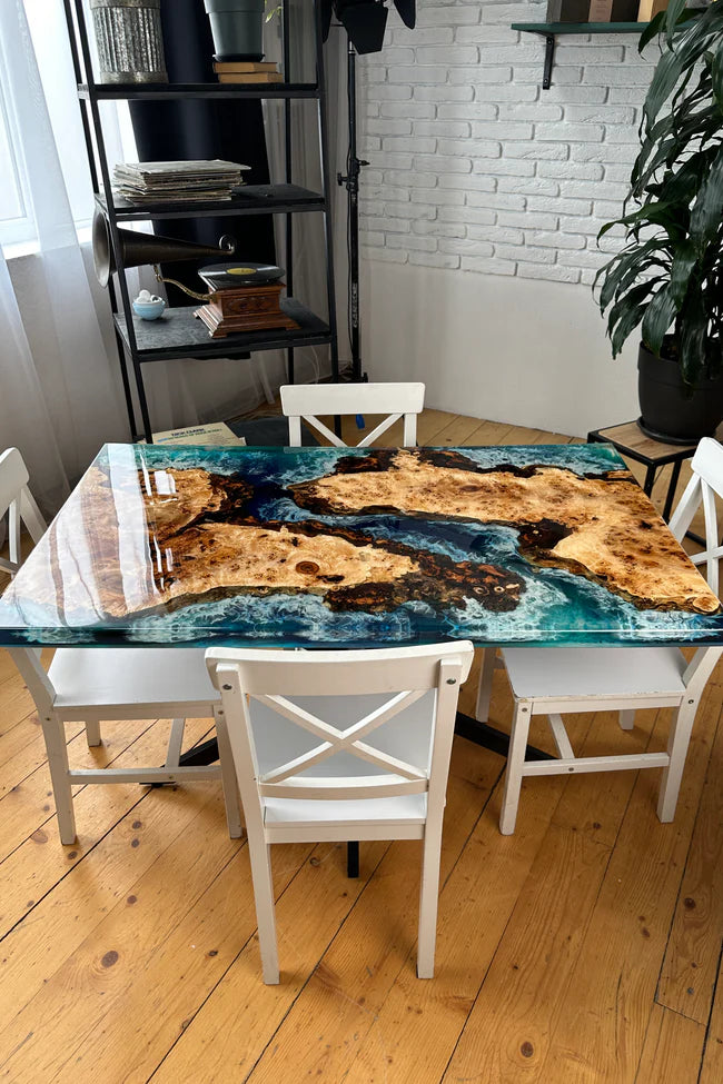 Poplar Resin River Dining Table 4 Seater
