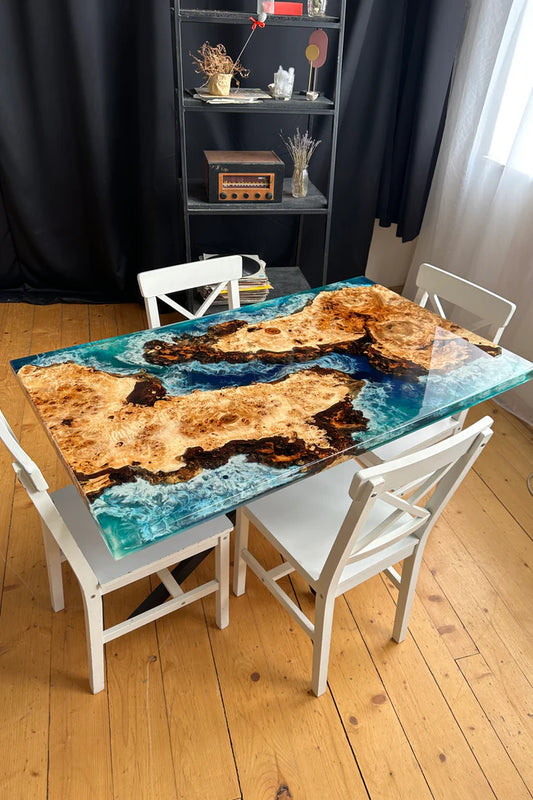 Poplar Resin River Dining Table 4 Seater