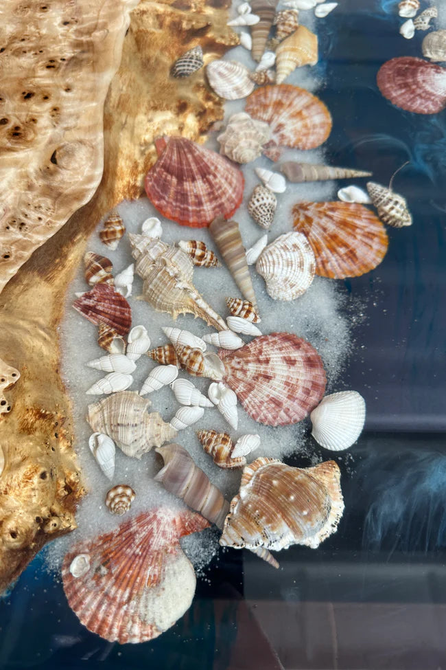 Seashell Epoxy Dining Table for 4