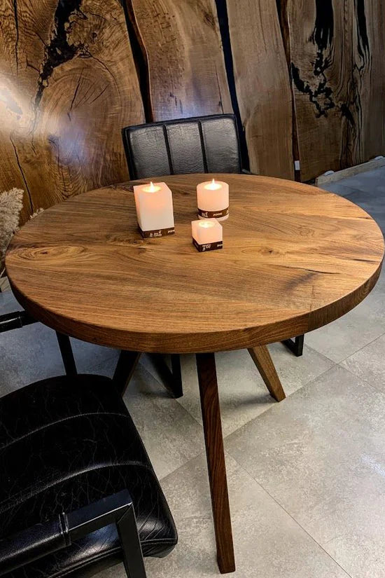 Round american black walnut coffee table
