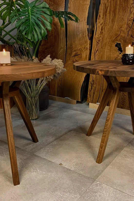Round american black walnut coffee table
