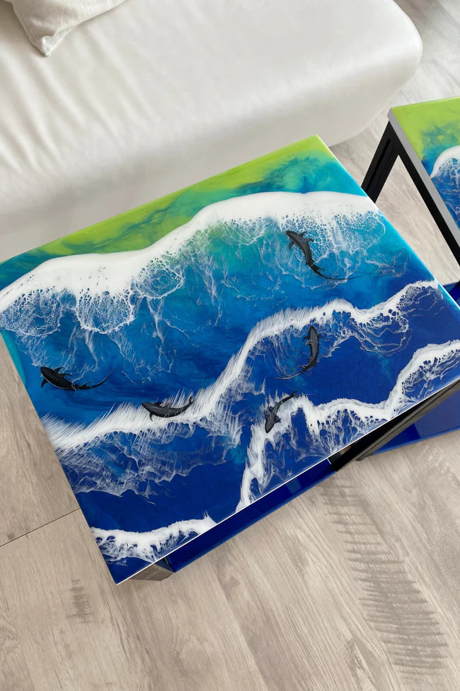 Set of 2 Ocean Resin Coffee Tables