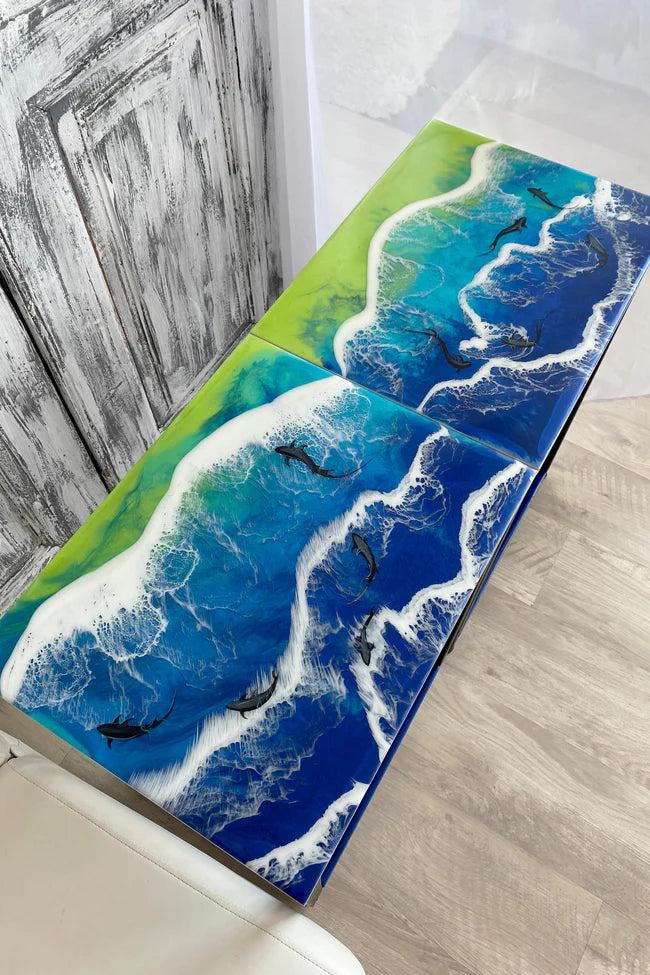 Set of 2 Ocean Resin Coffee Tables