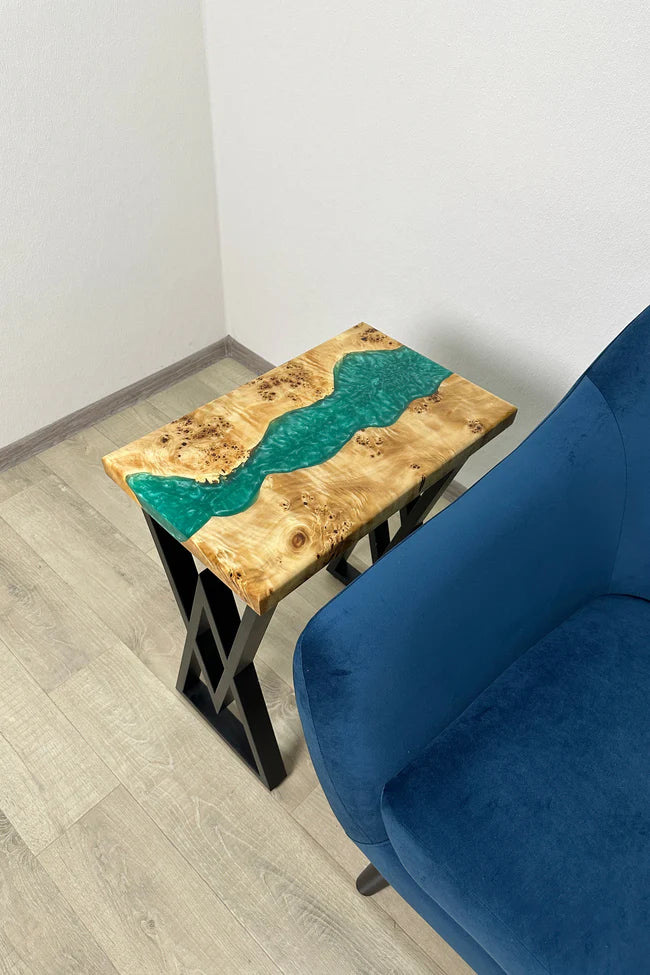 Set of 2 Emerald green Resin Coffee Tables