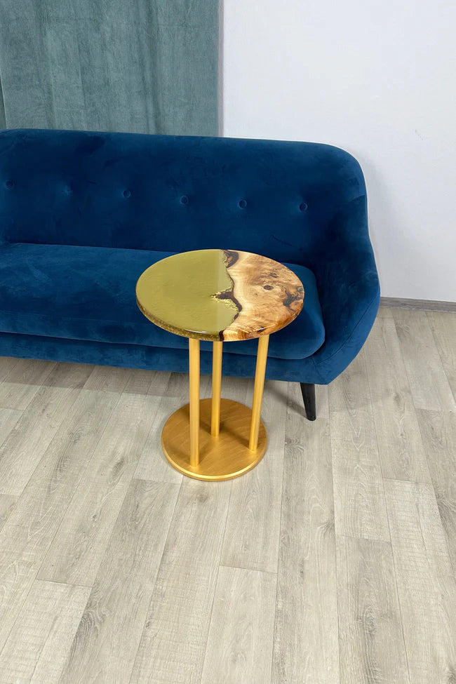 Golden Round Resin Side Table