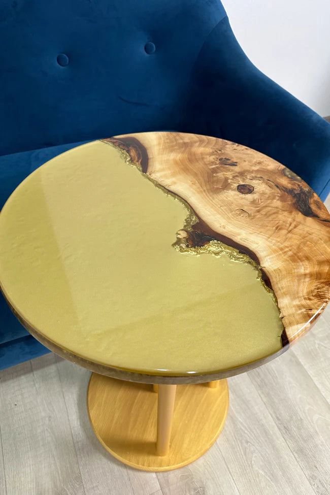 Golden Round Resin Side Table