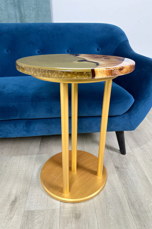 Golden Round Resin Side Table
