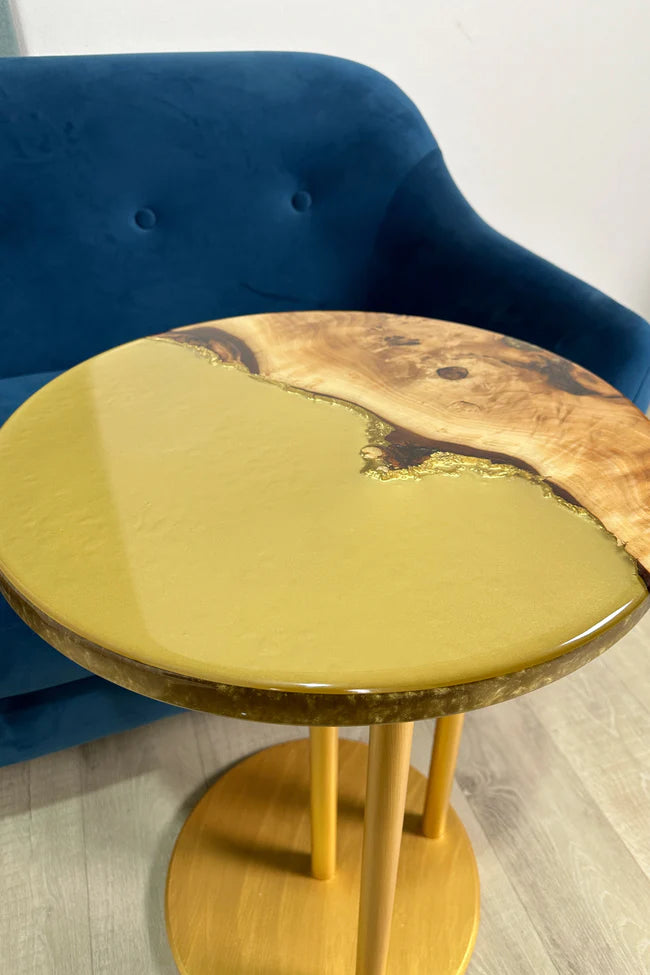 Golden Round Resin Side Table
