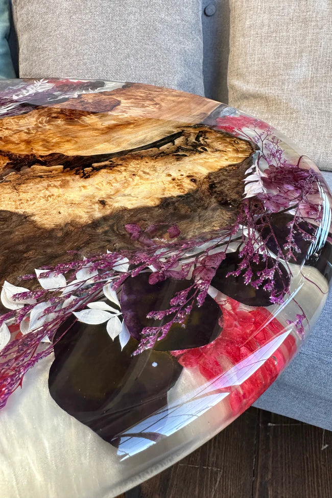 Round epoxy side table