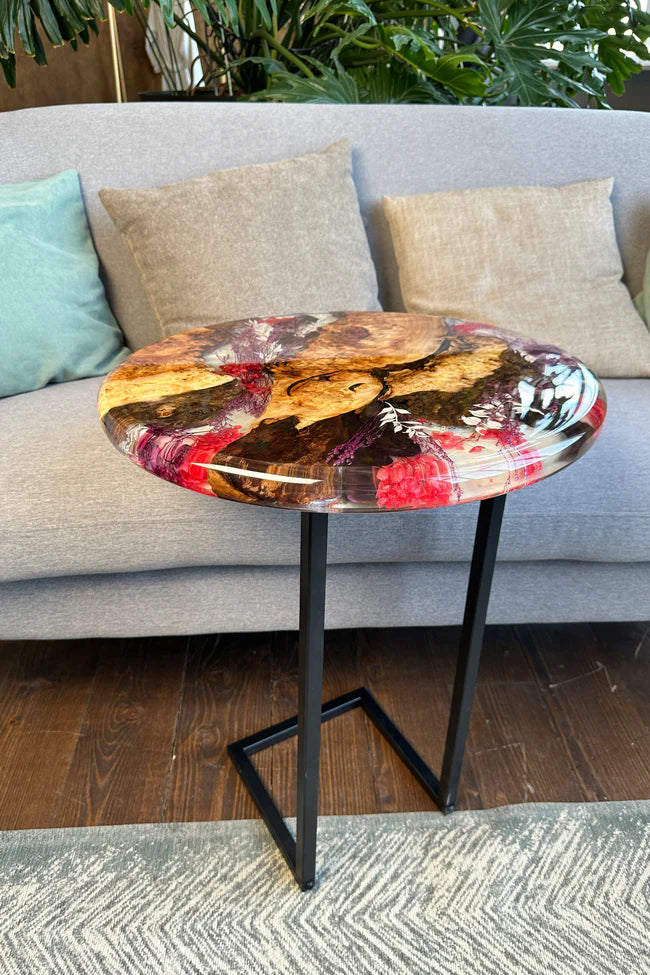 Round epoxy side table