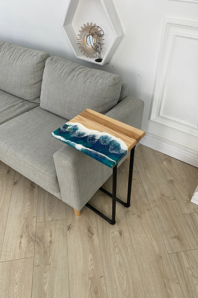 Wood and Epoxy Resin Side Table