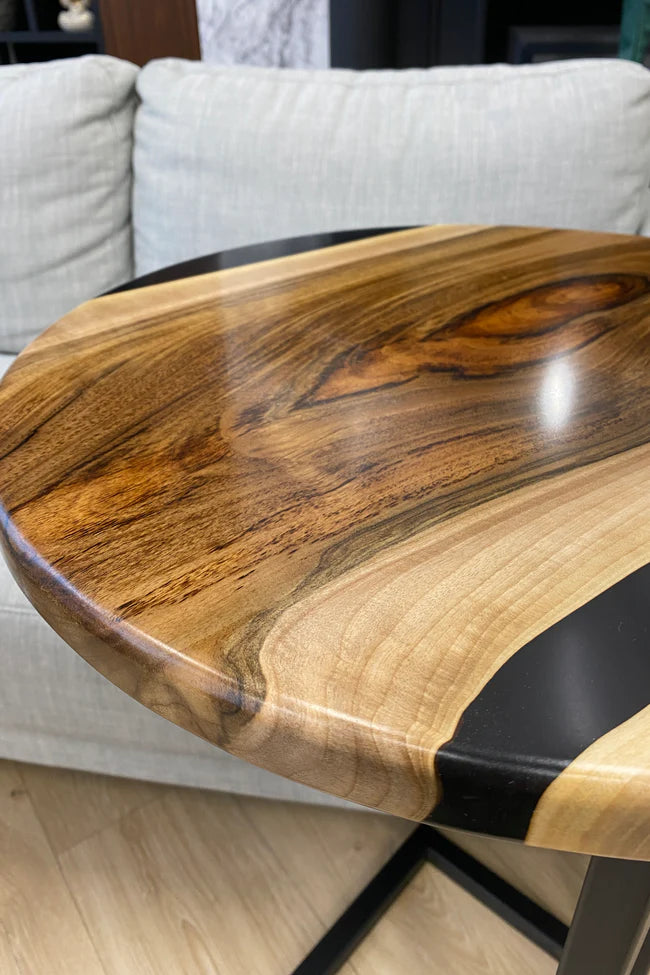 Walnut Resin Round Side Table