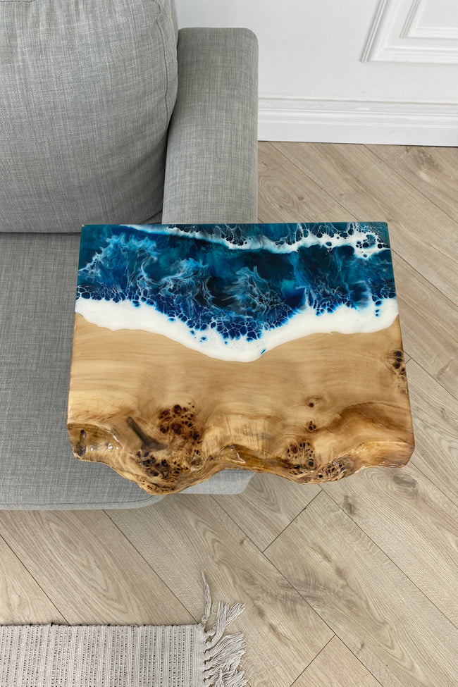 Ocean Wave Epoxy Resin Side Table