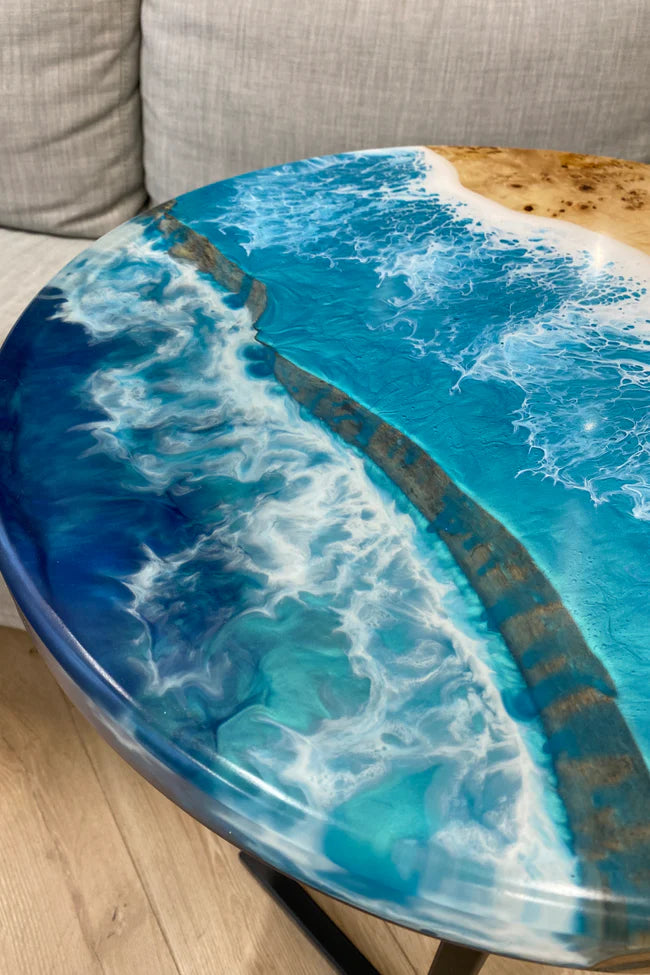 Round Ocean Resin Side Table