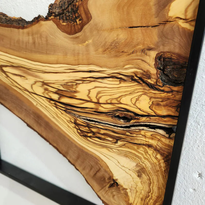 Set of 3 – Handcrafted Metal & Olive Wood Wall Art | Rustic Live Edge Decor