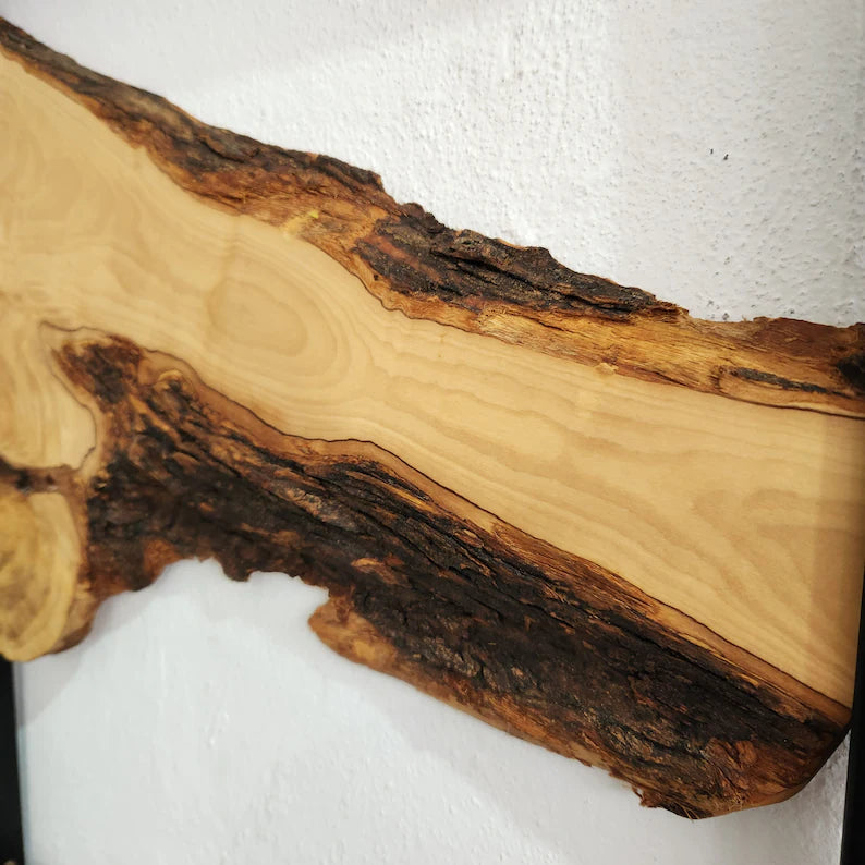 Set of 3 – Handcrafted Metal & Olive Wood Wall Art | Rustic Live Edge Decor