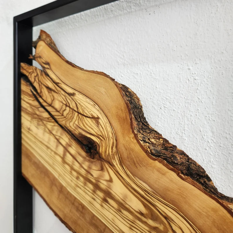 Set of 3 – Handcrafted Metal & Olive Wood Wall Art | Rustic Live Edge Decor