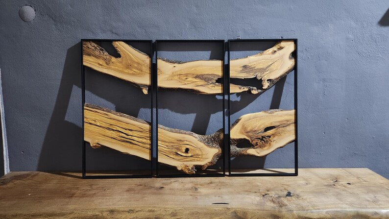 3 Piece Olive Wood Wall Decor, Wall Art, Wood Wall Art