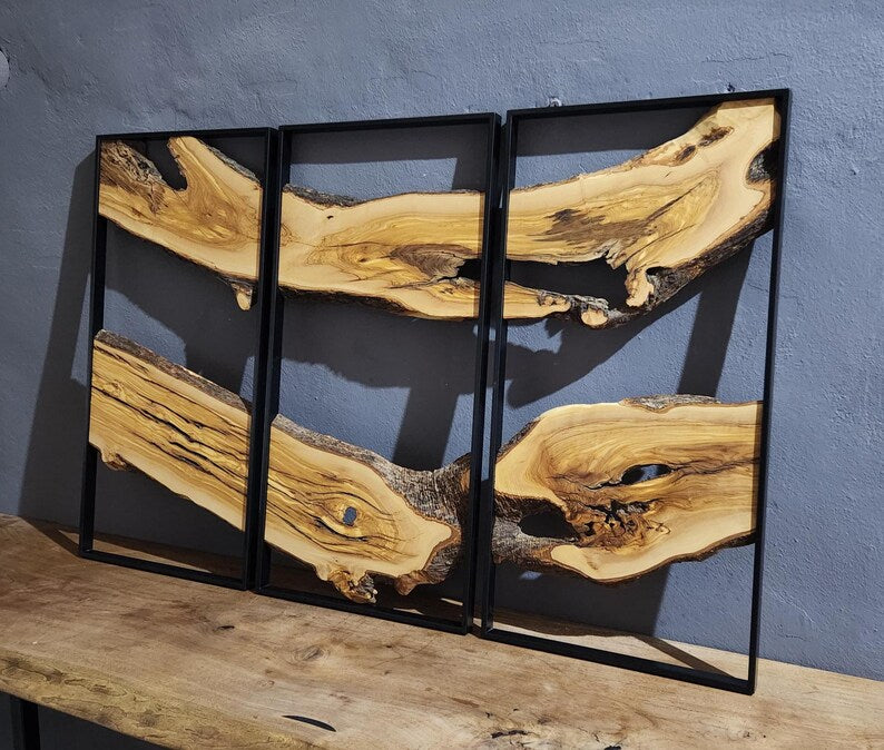 3 Piece Olive Wood Wall Decor, Wall Art, Wood Wall Art
