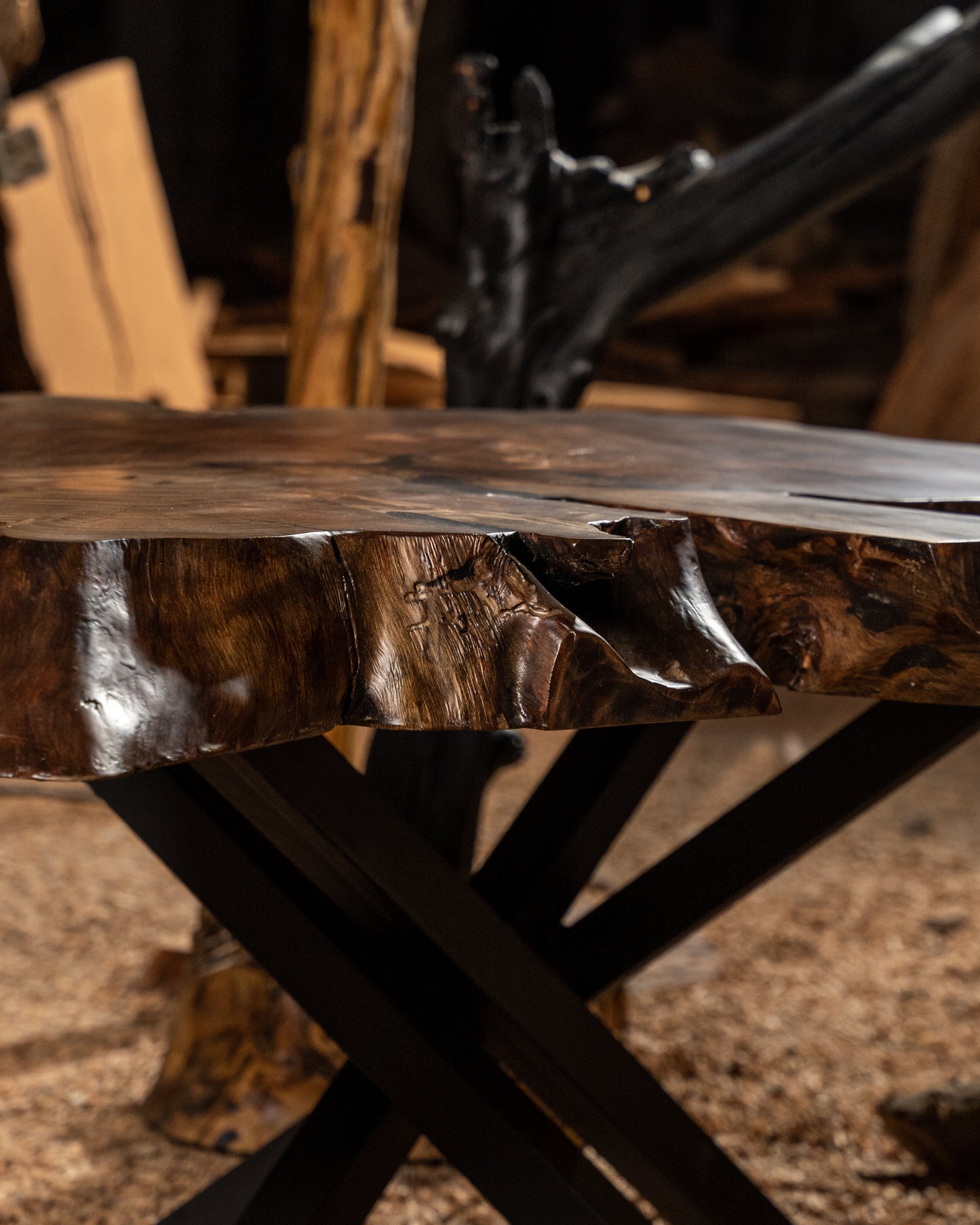 Live Edge Center Table – Walnut Finish