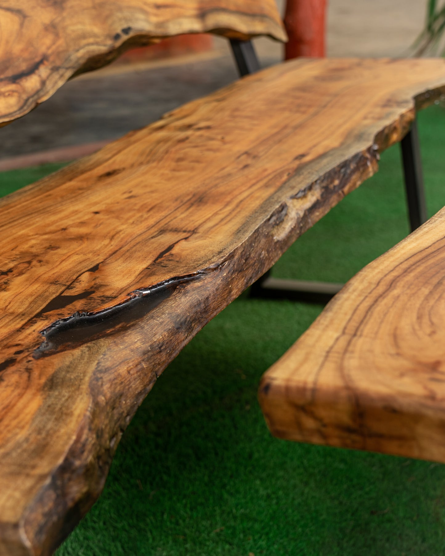 Black Matte Epoxy Table with Bench Compact Dining | Craft Edges