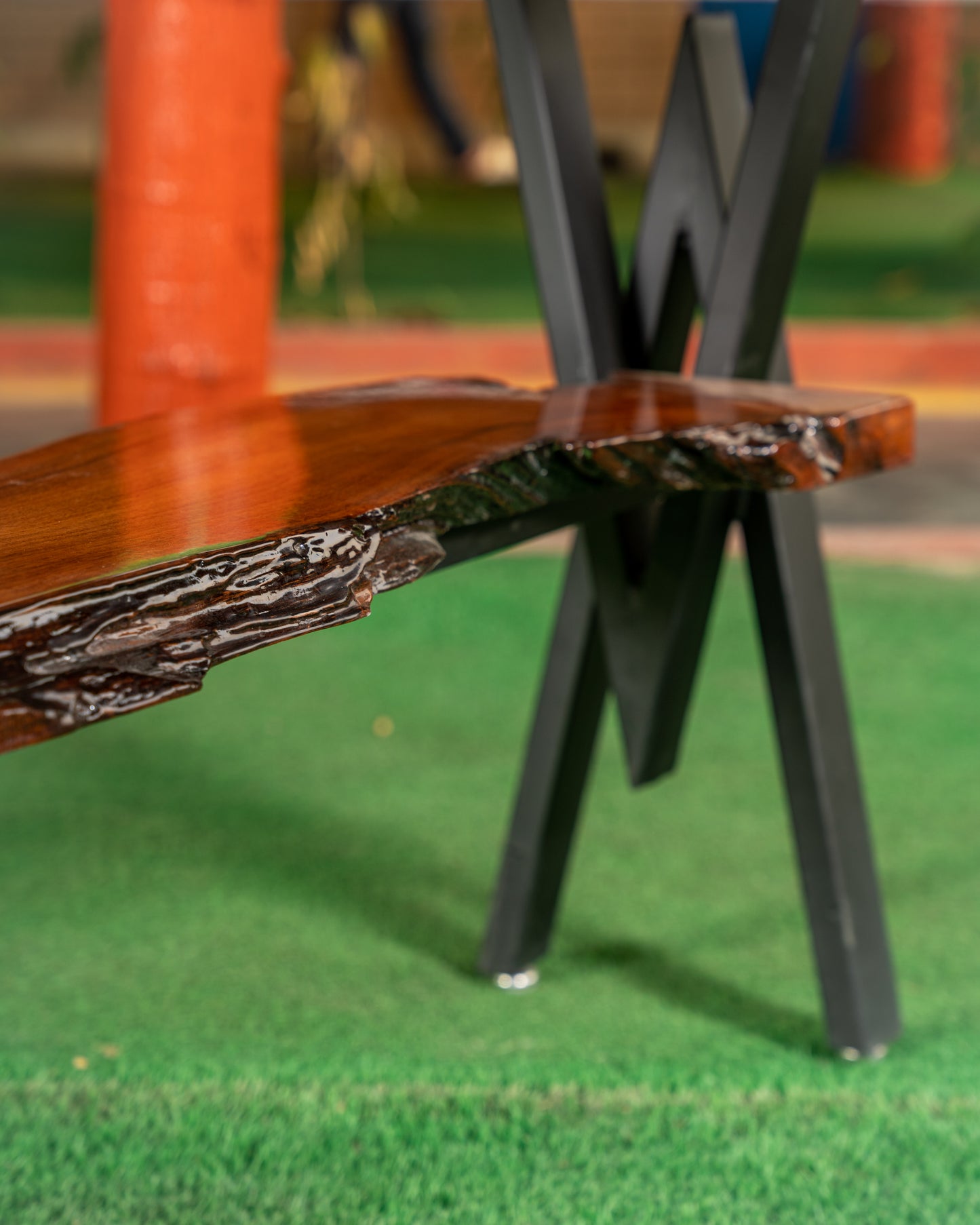 High Gloss Bullet Themed Live Edge Console Table