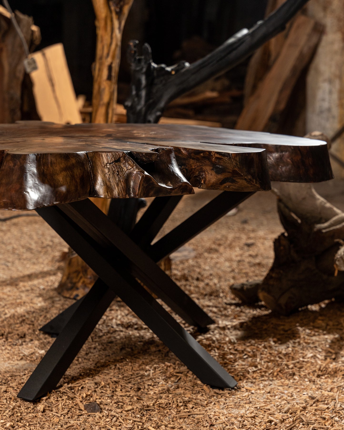 Live Edge Center Table – Walnut Finish