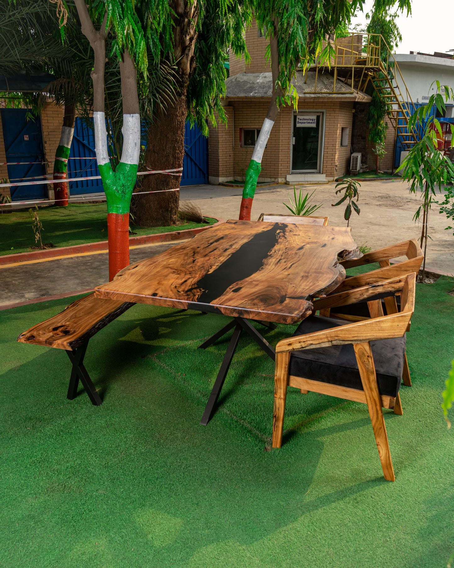 Premium Live Edge Epoxy Dining Table Set – Matte Finish | Handcrafted in Pakistan