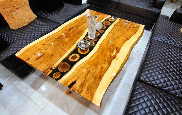 Live Edge Wood Epoxy Center Table Rustic Modern | Craft Edges