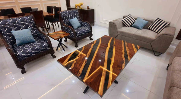 Luxury Epoxy Wood Center Table Modern Artistic Design | Craft Edges