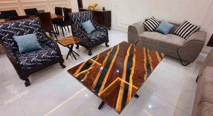 Luxury Epoxy Wood Center Table Modern Artistic Design | Craft Edges