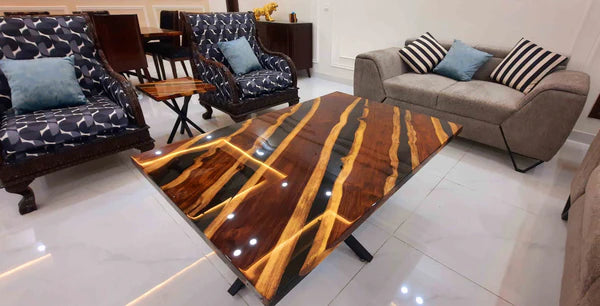 Luxury Epoxy Wood Center Table Modern Artistic Design | Craft Edges